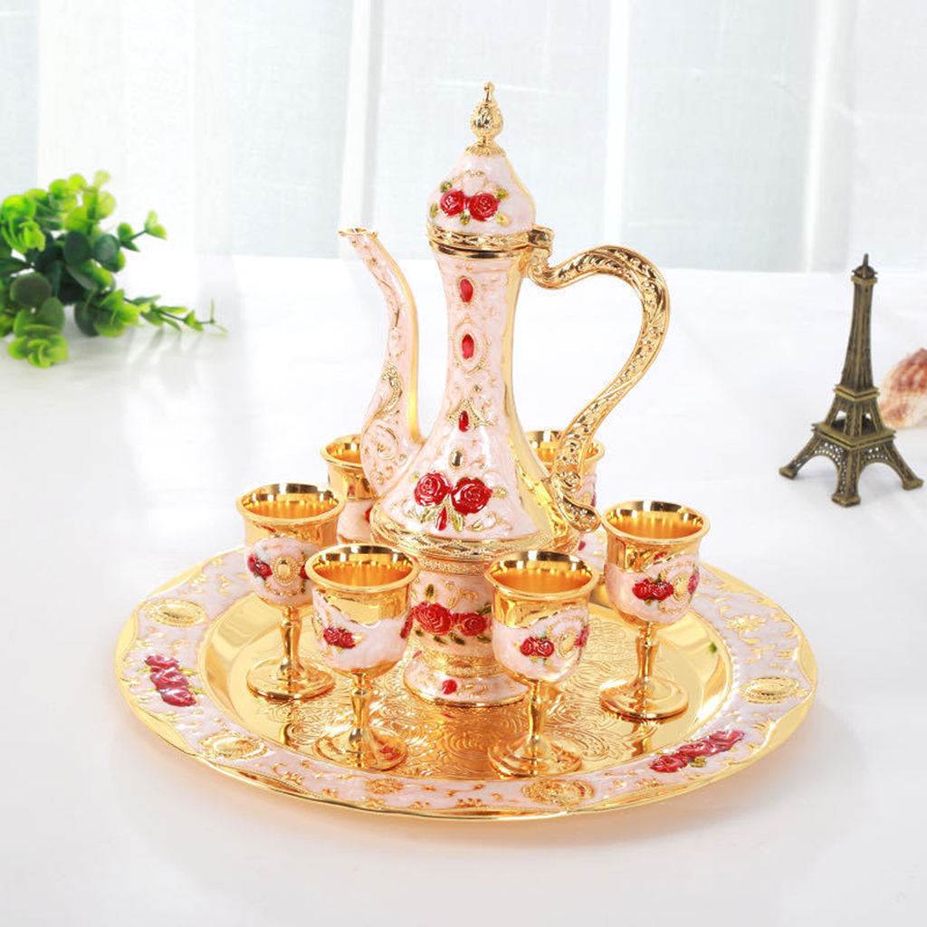 Wijn Set Drank Lade Europese Liquor Wijn Set Collectible Elegante Wijn Fles Plaat Drinkware Home Decor Huwelijkscadeau: Golden White Red