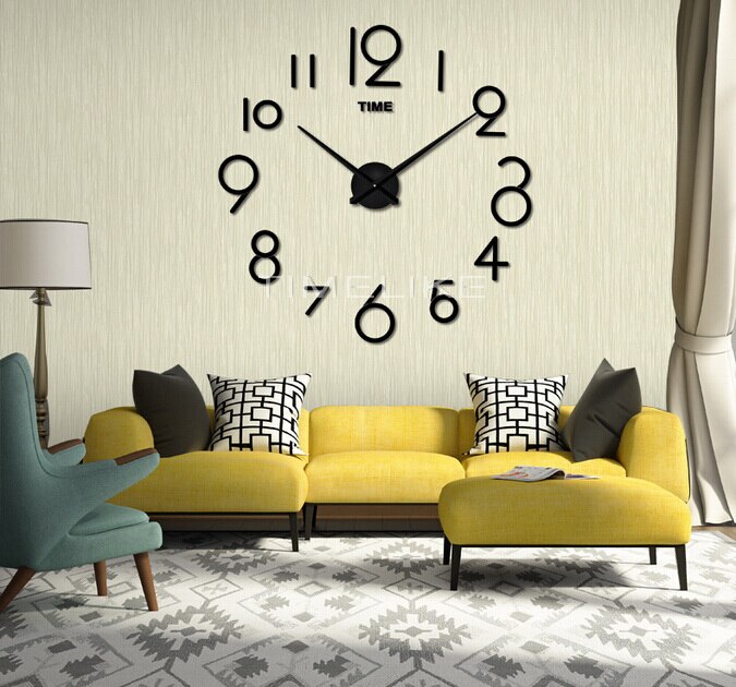 3D Wall Clock DIY Quartz Mirror Wall Sticker Clock Modern Luxury Home Decor Large Clock Hands Horloge