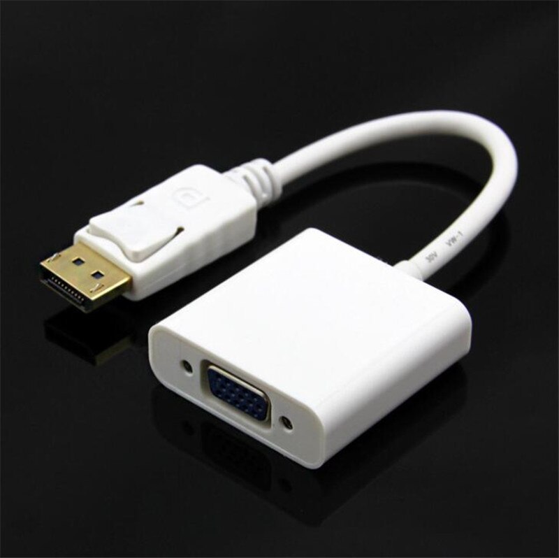 Blanco DisplayPort macho DP a VGA hembra M/F adaptador de convertidor Cable para Notebook HP/Dell/Lenovo/Toshiba