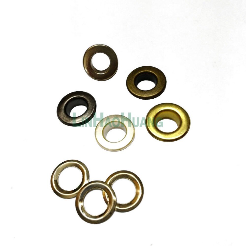 Œillets en fer métallique de 8mm avec œillets ronds en métal et rondelle, nickel noir, bronze/or, couleur plaqué, , 200sets/lot