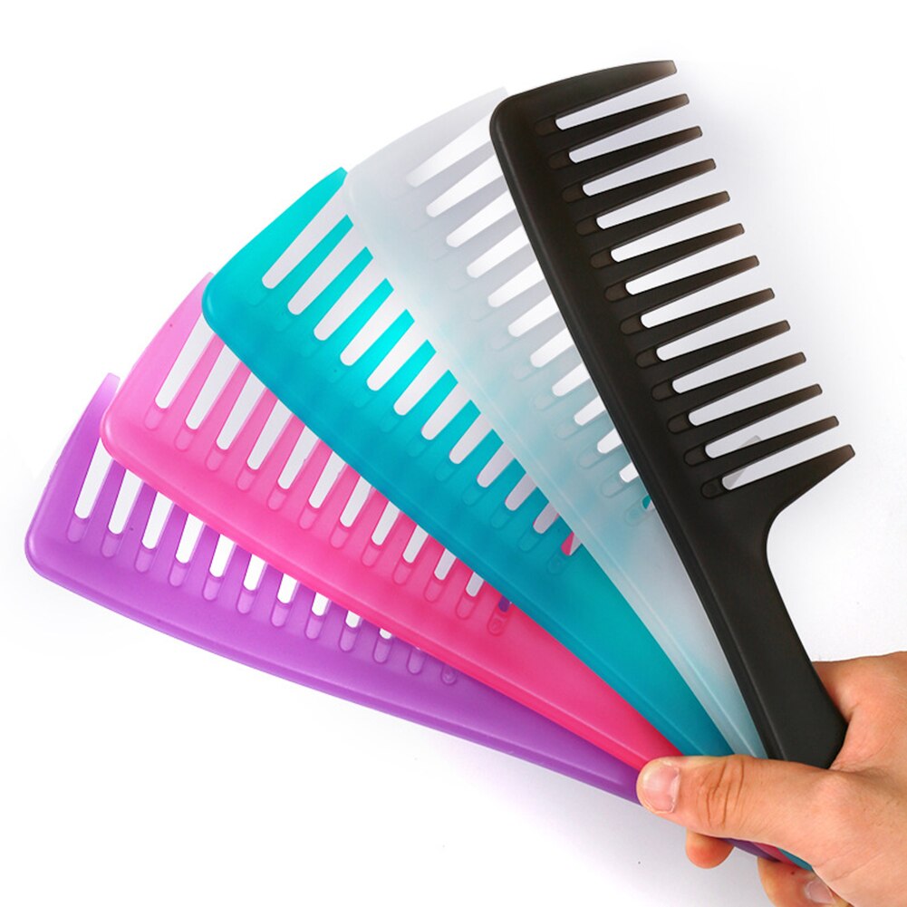 1pc Large Wide Tooth Comb Anti-static Hole Handle Grip Hairbrush Women Resin Curly Hair Hairbrush Beauty Tool