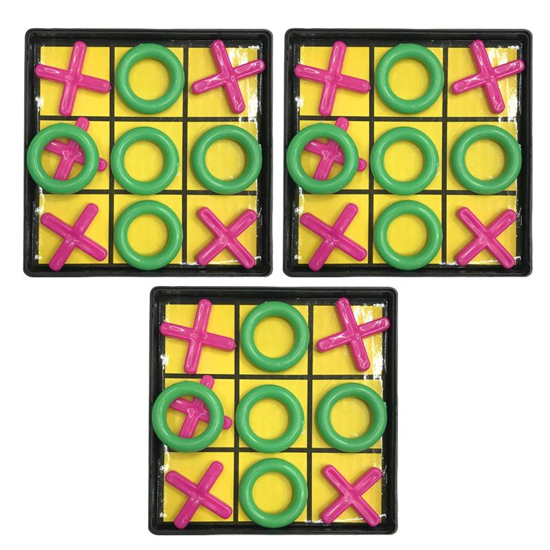 3 Sets Funny Nine Checkers Game Set Tic Tac Toe Toy Set Interesting Educational Toy Set Leisure Table Game Set Random Color