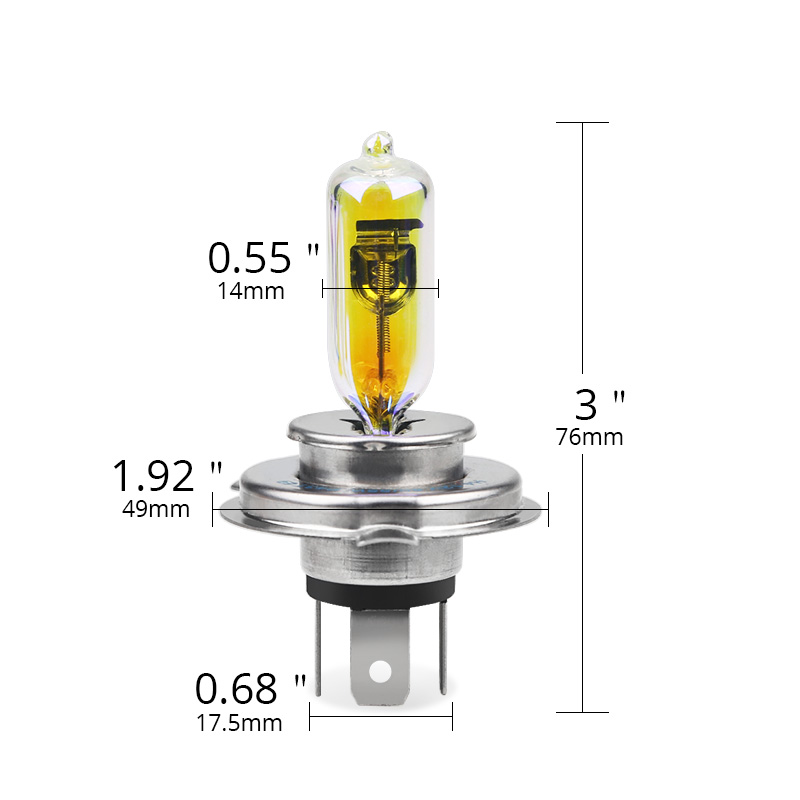 Ampoule halogène H4 12V 60/55W P43T, 2300k, jaune doré, phare de
