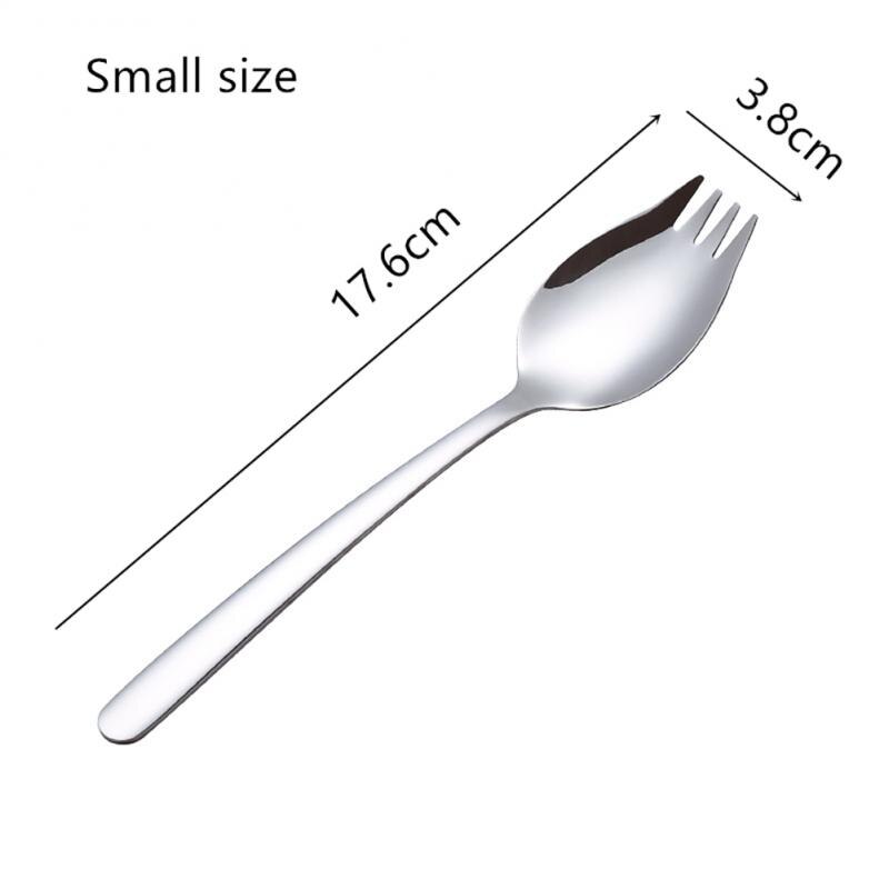 Tenedor de fruta, cuchara, Longhandle, vajilla de postre y ensalada de helado de acero inoxidable, conveniente, Occidental, multifunción, de plata: 01