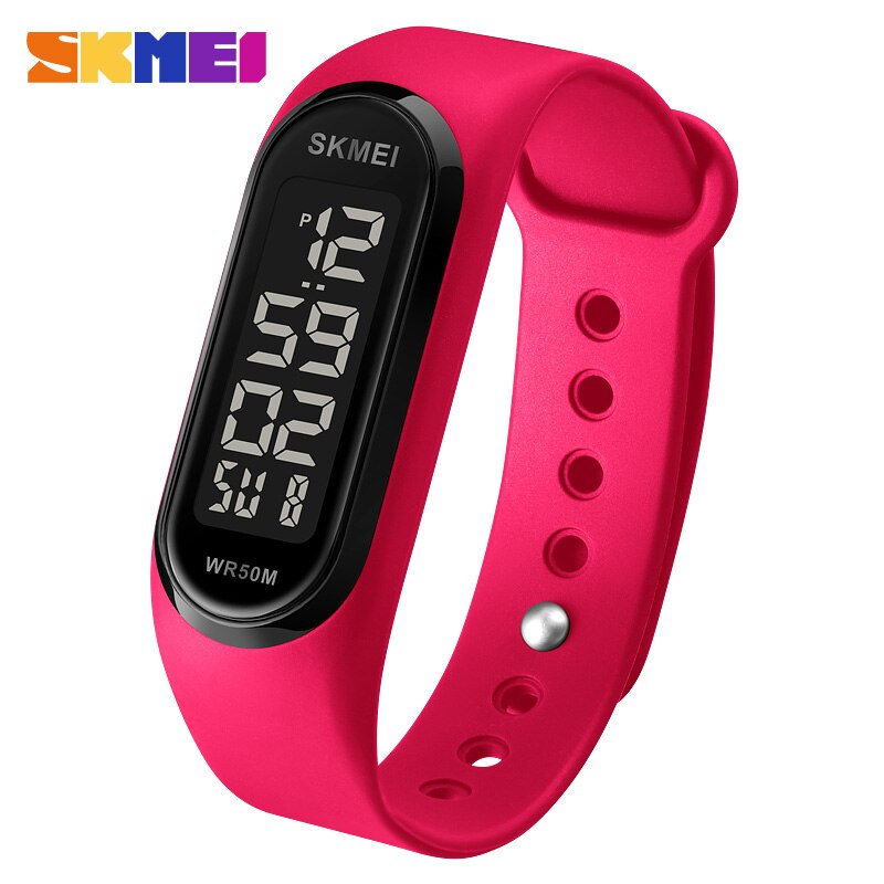 Luxe led-licht digitale horloges merk skmei heren dameshorloge 50m waterdichte datumweergave sport polshorloge reloj hombre klok: Roos rood zwart