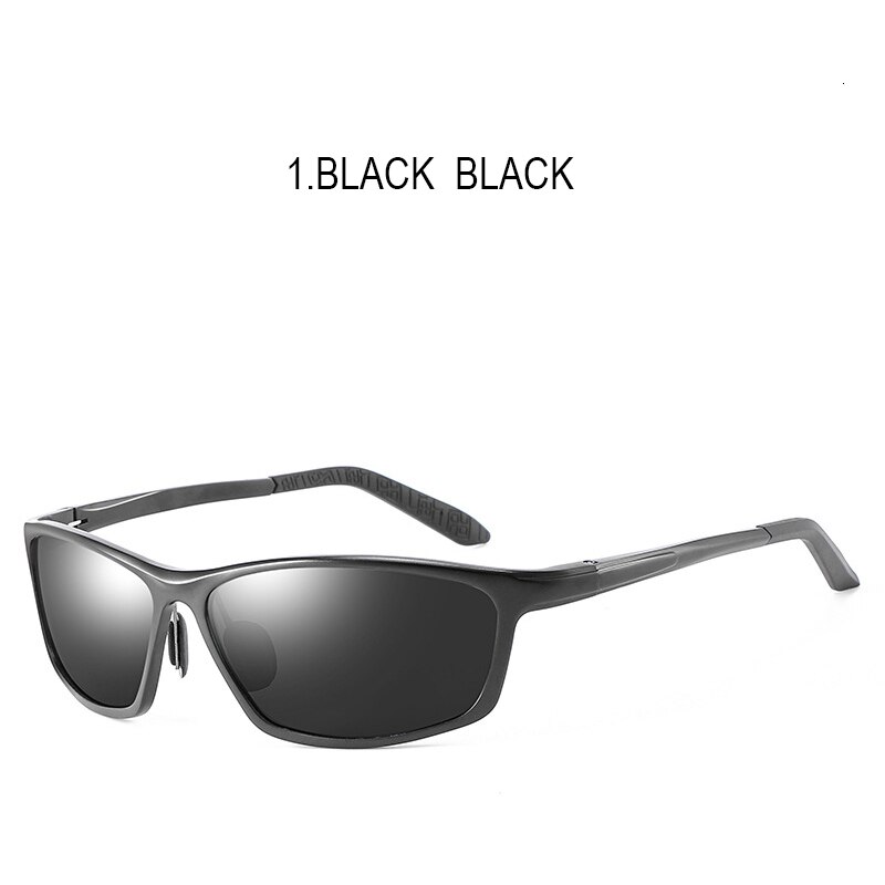SHARK ZEIL Mens Gepolariseerde Zonnebril voor Sport Outdoor Rijden Zonnebril Mannen Metalen Frame Zonnebril gafas de sol hombre: 1.BLACK  BLACK
