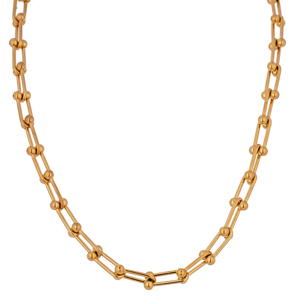 Yhpup Minimalistischen 316L Edelstahl Kette Kragen Halskette 18 k Metall Gold Aussage Halskette Schmuck Party: Ursprünglich Titel