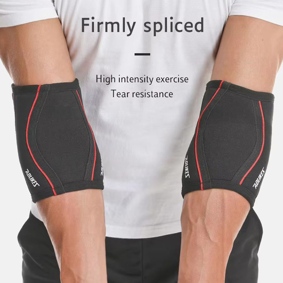 AOLIKES Elleboogmouwen (paar), ondersteuning voor gewichtheffen, powerlifting, squat, basketbal en tennis, 7 mm neopreen compressiebrace