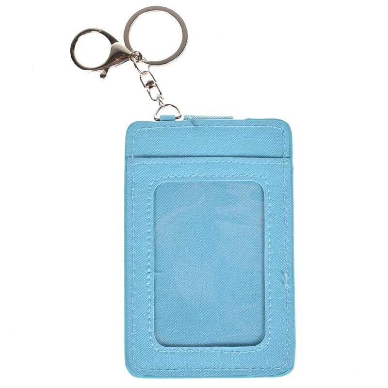 Pu læder badge holder kontor nøglering id-kortholdere mini tegnebog 3- slot kreditkort buskort badge taske rejsetilbehør: Blå