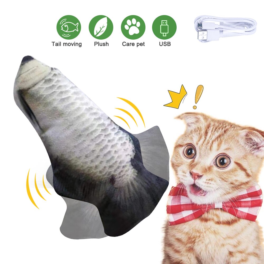Huisdier speelgoed elektrisch katten speelgoed pluche 3d interactieve elektronische usb bijtbestendige kauw kies bewegende dansende vis speelgoed kitten katten speelgoed: 04