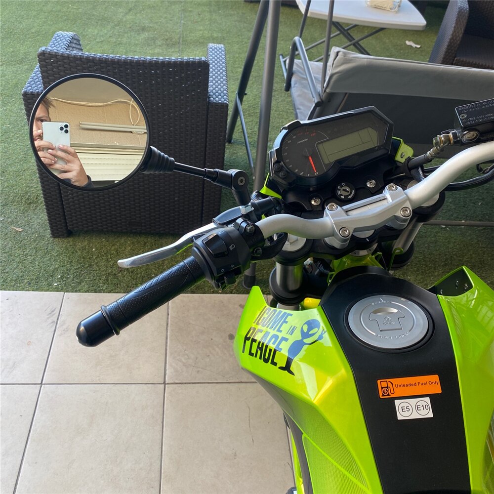 Sort universal anti-fald folde rundt spejl motorcykel sidespejle scooter e-cykel bakspejle bagside spejl 10mm