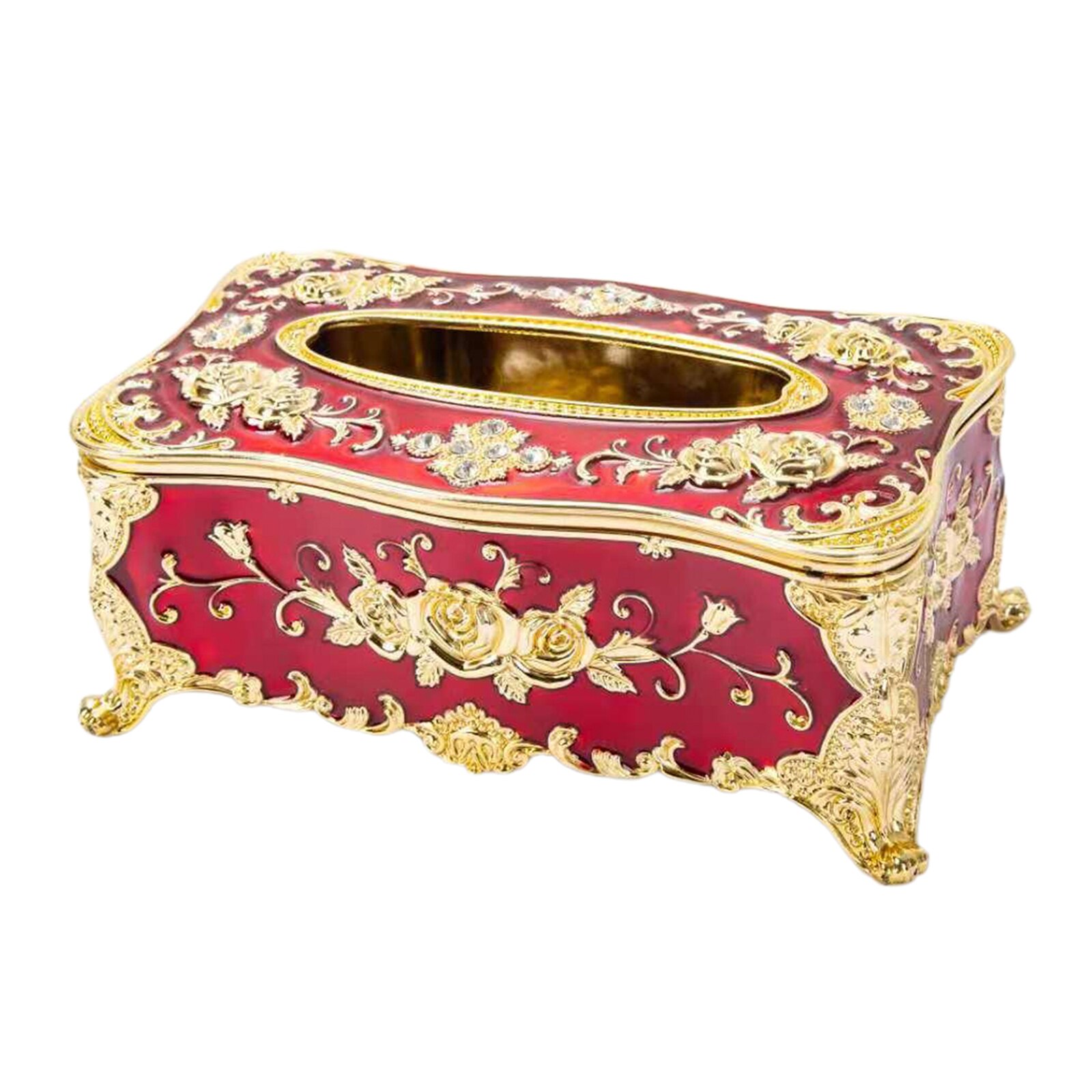 Retro chic oppbevaringsveske papir serviettholder dispenser etui organisator pumpe papir etui ansiktsservietter oppbevaringsbil: Rød gylden