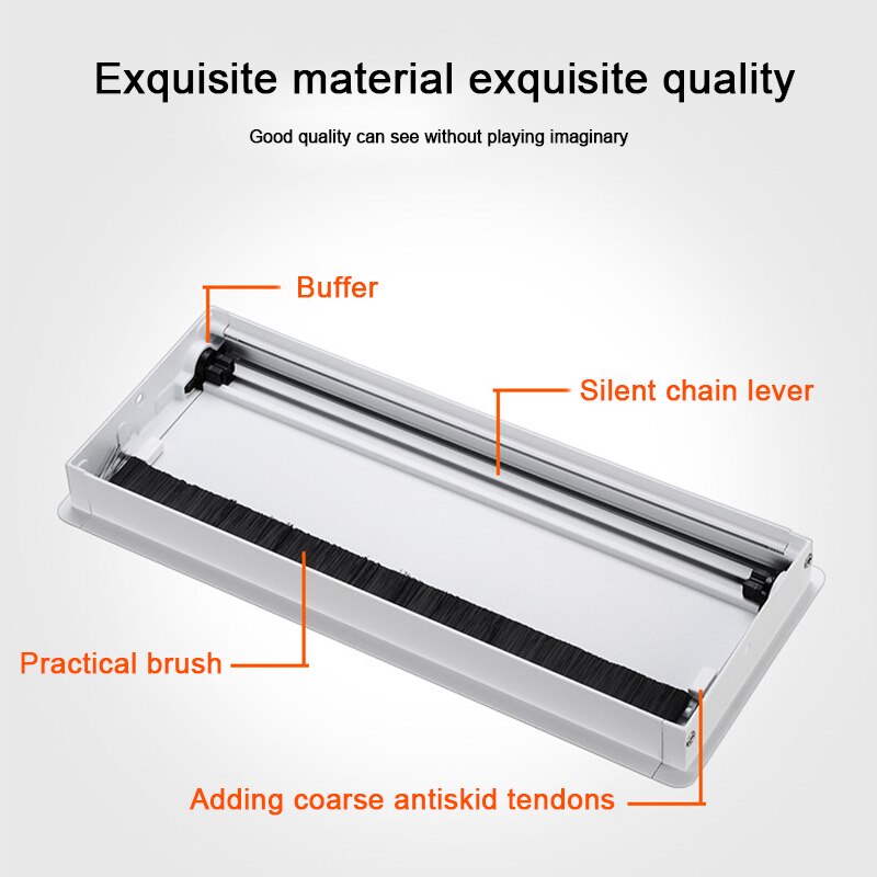 Med børste aluminiumslegering wire arrangør skrivebord gjennomføring kabel ryddig utløp rektangel kontor overflate hull dekke pc datamaskin bord