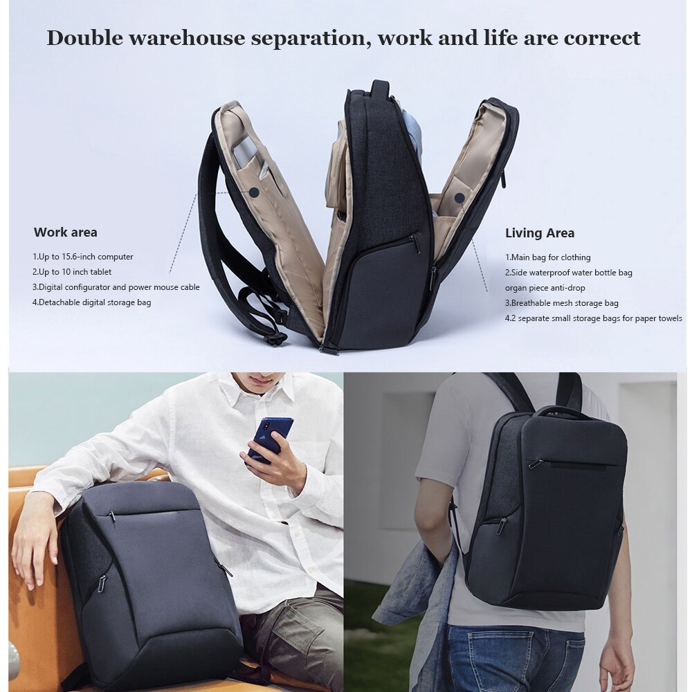 Originele Xiaomi Mi Business Travel Rugzakken 2 Generatie 26L Capaciteit Level4 Waterdicht Voor 15.6 Inch School Office Laptop Tas