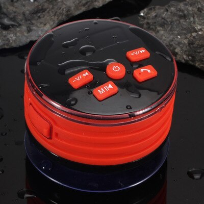Waterproof Bathroom IPX7 Bluetooth Speaker Portable FM Subwoofer With Breathing Light Suction Cup Bluetooth Speaker: red