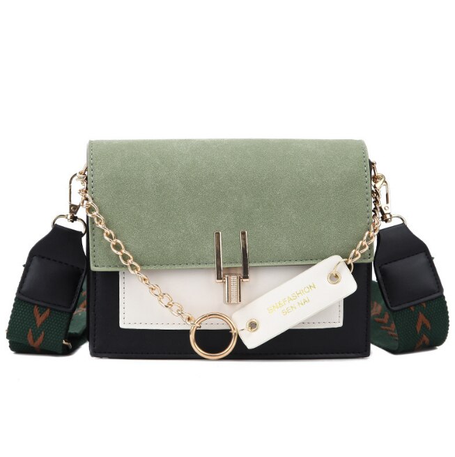 Mini Handtassen Vrouwen Mode Ins Ultra Fire Retro Brede Schouderriem Messenger Bag Purse Eenvoudige Stijl Crossbody Tassen: green