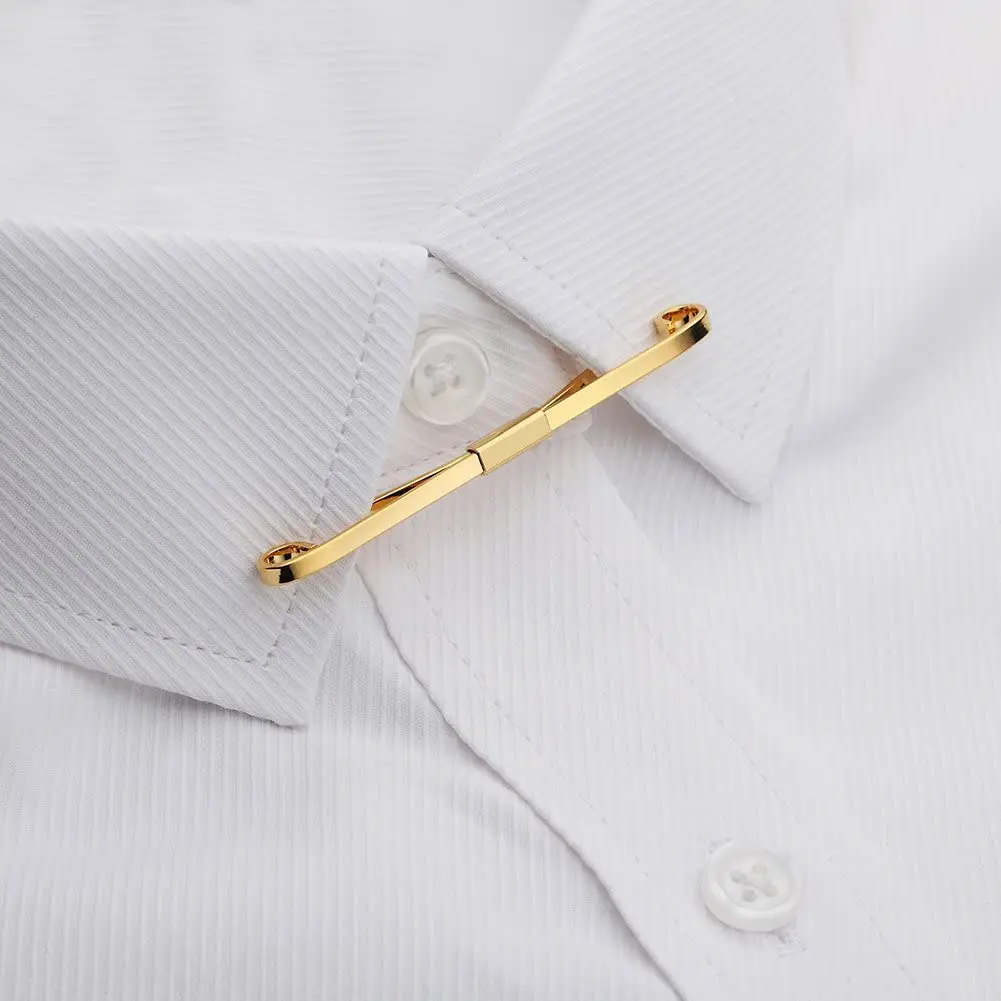 Hochwertige Kupfer-Kragen-Bar-Anstecknadel für Herren, goldfarben, zweifarbige Clips, Revers, -Brosche