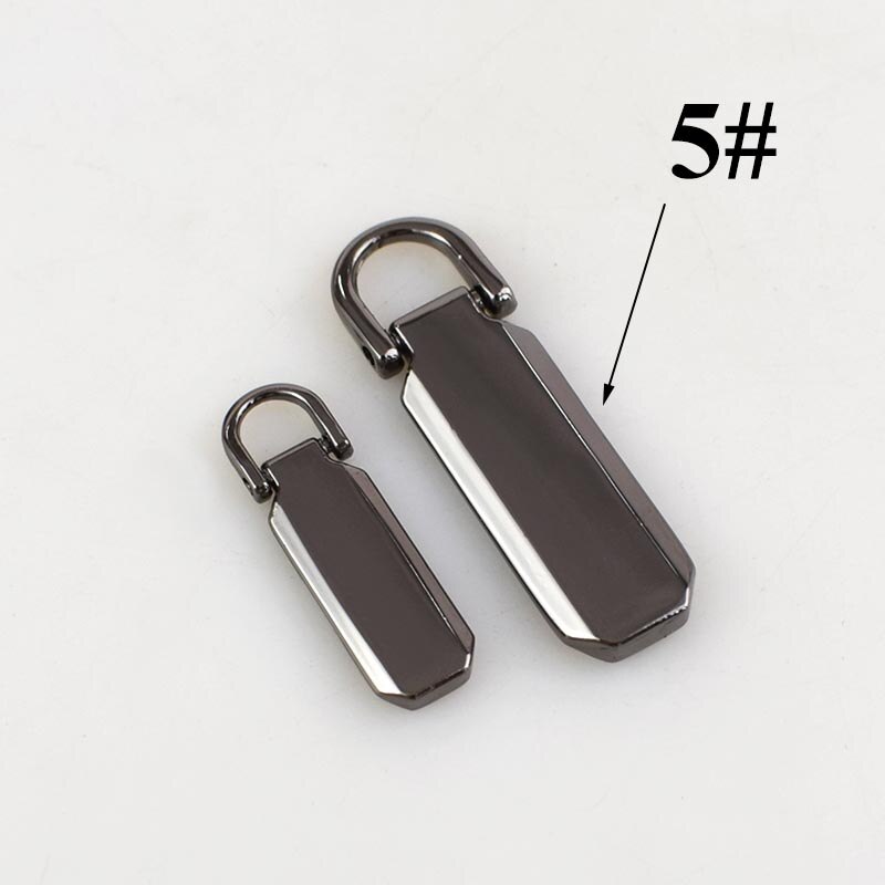 10Pcs Detachable 3# 5# Metal Zipper Pullers for Zip Sliders Head Zippers Repair Kits Zips Pull Tab DIY Accessories KY907: No5-gunblack
