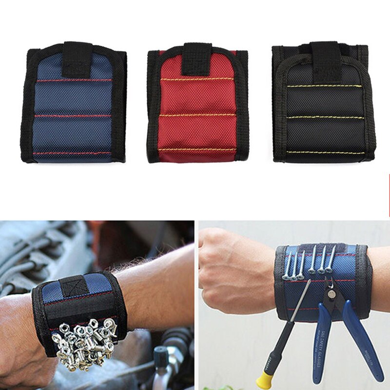 strong magnetic wrist strap screw nut bolt drill repair kit storage box portable tool bag