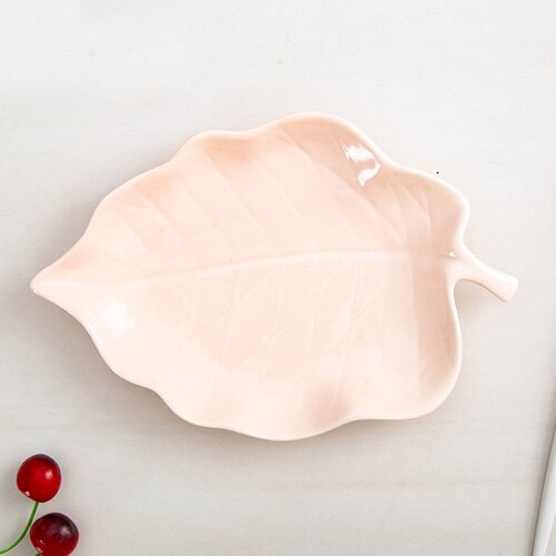 JINSERTA Ceramic Storage Tray Dinner Plate Dish Tableware Dessert Fruit Cake Salad Sushi Snack Nuts Plate for Desktop Decor: Pink