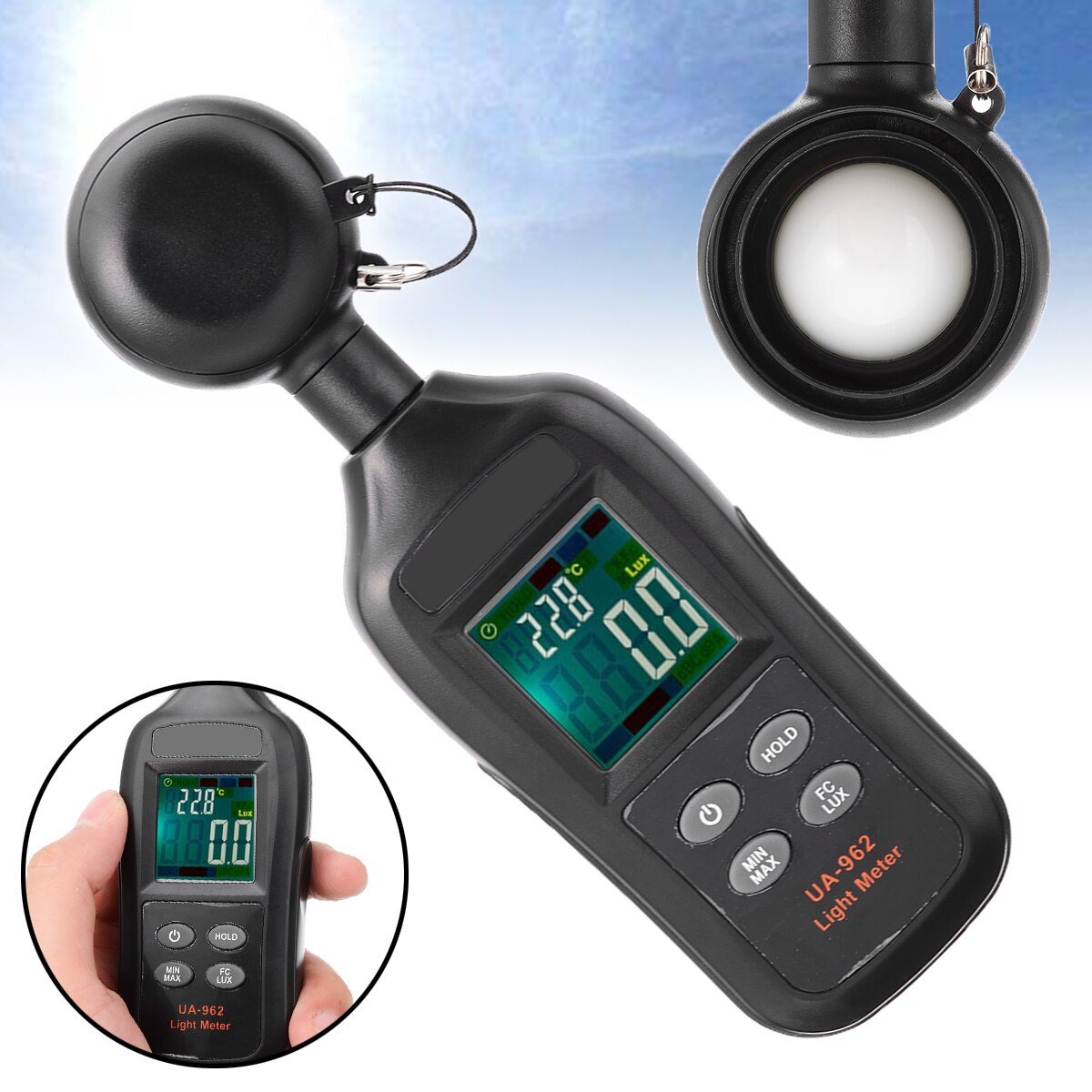 Portable Digital LCD Display Luxmeter Lux / FC Light Meter for Photography Luminometer Photometer Spectrometer 200000Lux