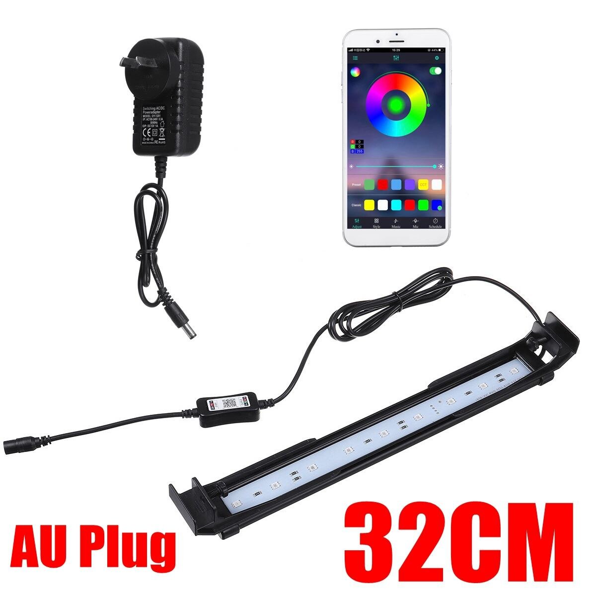 Aquarium Angeln LED Beleuchtung bluetooth APP Regler Aquarium Licht für Aquarium AC110V-240V 22-72cm: 32CM AU Stecker