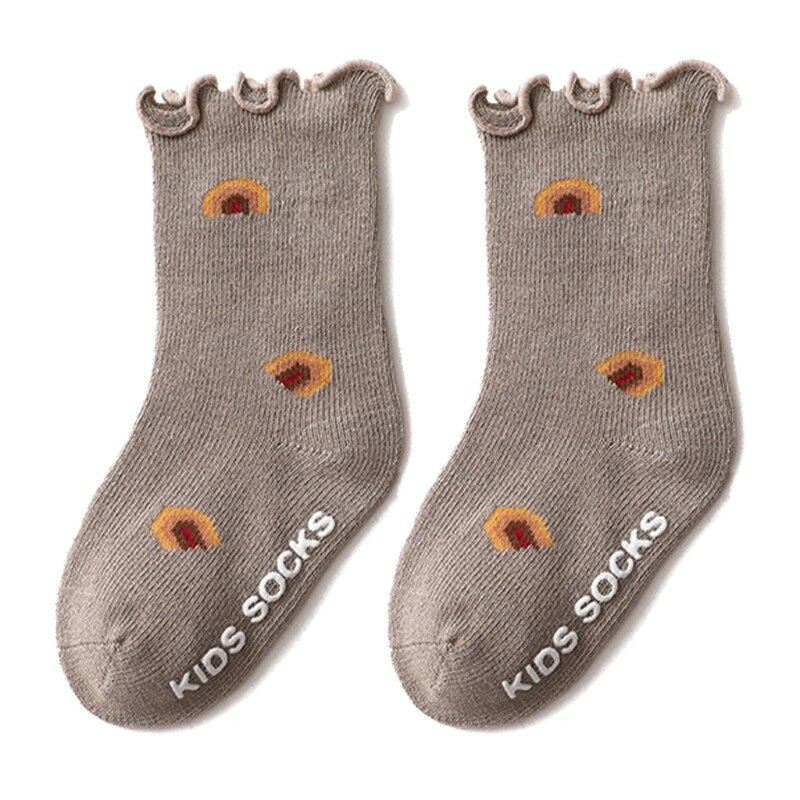 Toddlers Girls Frilly Socks Baby Ankle Sock Children Anti Slip Infant Floor Sock P31B: GGN / L