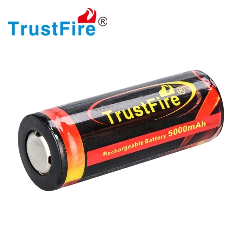 100% Original TrustFire 26650 3.7V 5000Mah Rechargeable Lithium Battery With PCB Protected Board for LED Flashlight