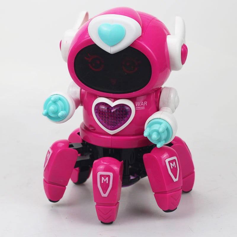 Legetøj til børn elektrisk farverigt lys dansemusik blæksprutte robot pædagogisk legetøj til drenge piger: Burgunder