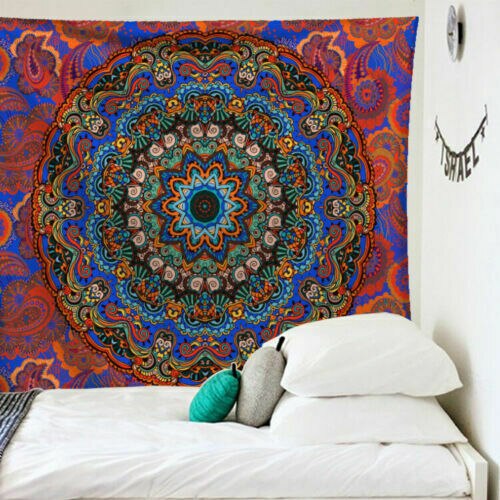 RAJRANG Bohemien Arazzo copriletto Mandala Star Psichedelico Giallo Tapestry Decorativi Cotone Indiano Star Hippie Lenzuolo Arazzo Mandala Matrimoniale By