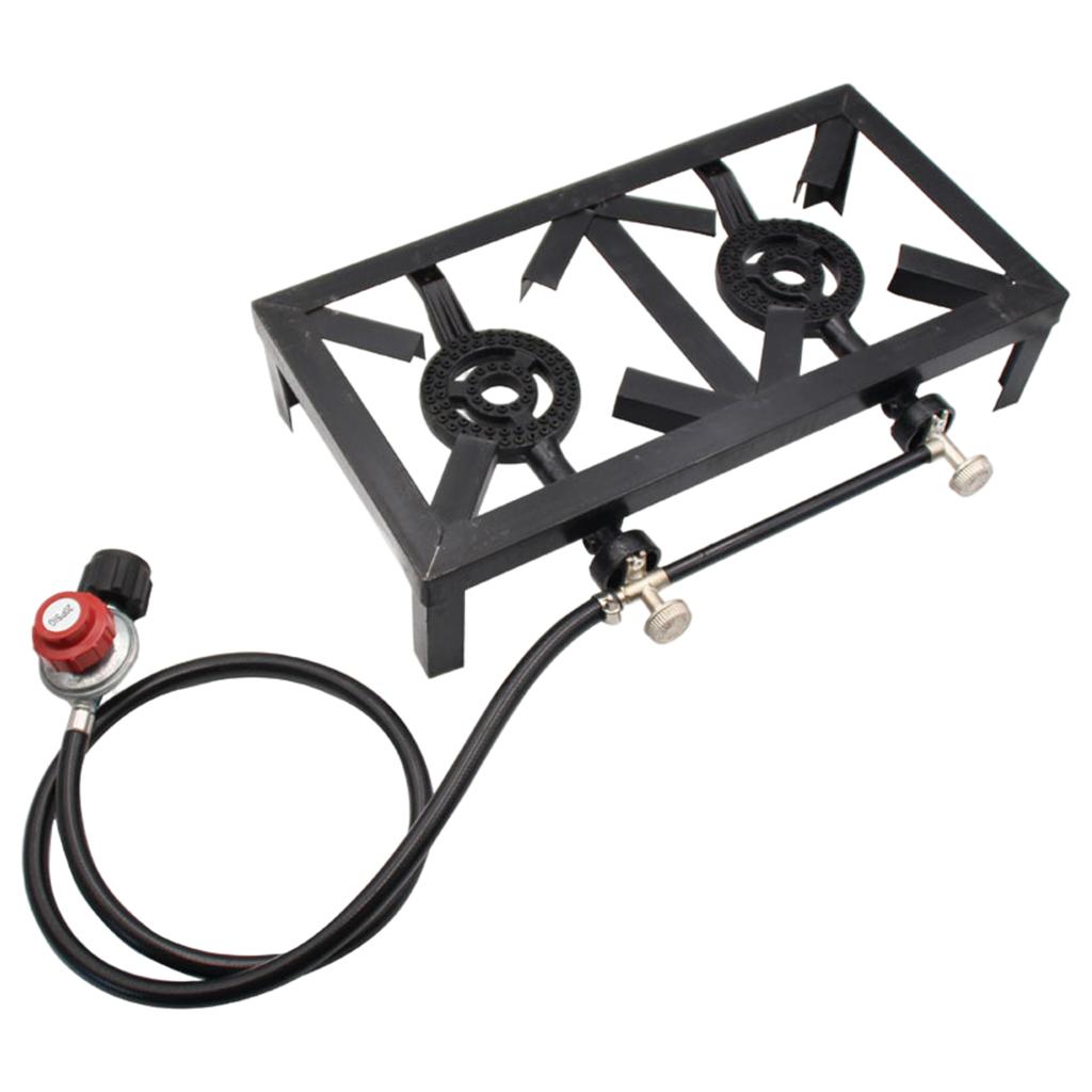 Portable Outdoor Gas Stove Double Burner Heavy-Duty Burner Cooker for Camping Travel Cooking Backpacking