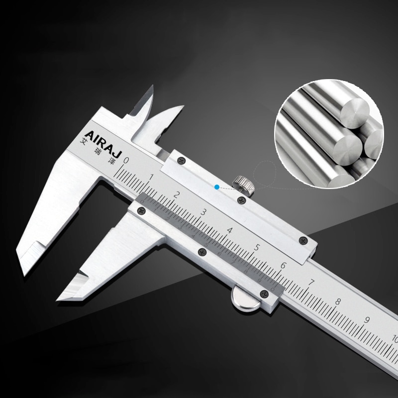 Calibre Vernier de acero inoxidable AIRAJ de 6-12 pulgadas/150-300mm, herramientas de medición industriales de grado de precisión, regla de calibre, herramientas manuales