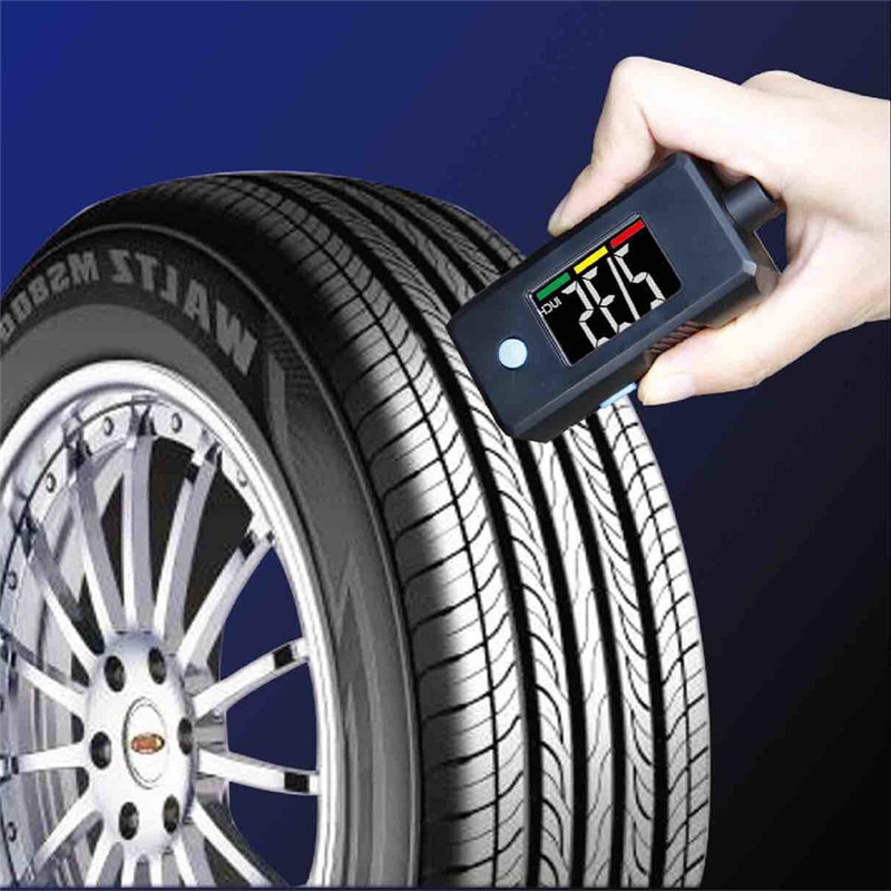 2-in-1 Mini Electronic Digital Display Tire Gauge Keychain Automobile High Precision Tread Depth Tire Pressure Gauge