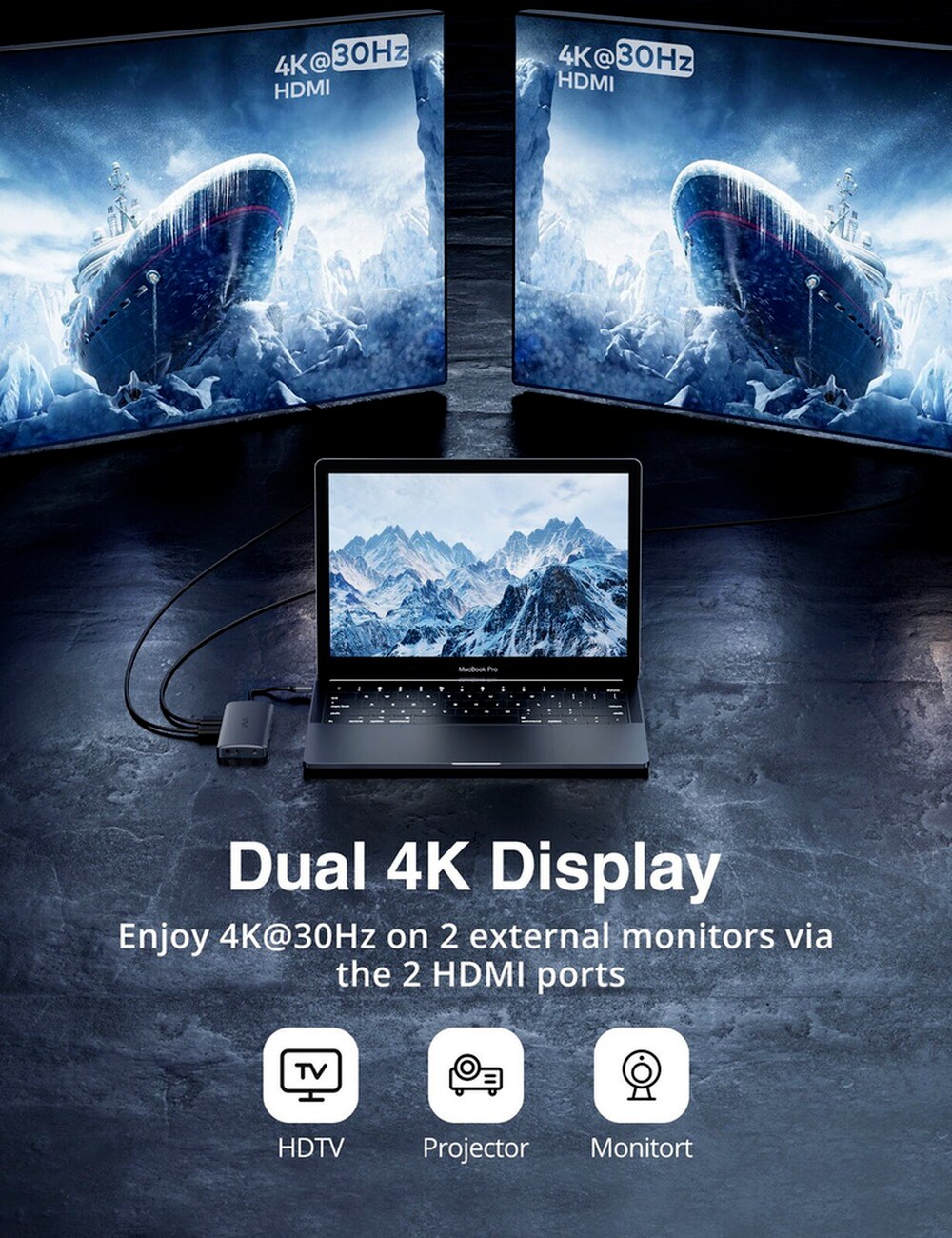 VAVA USB-C 3.0 Hub VA-UC018 11-in-1 Docking Station with Dual 4K HDMI 100W PD Charging RJ45 Adaptor Splitter SD/TF Card Read