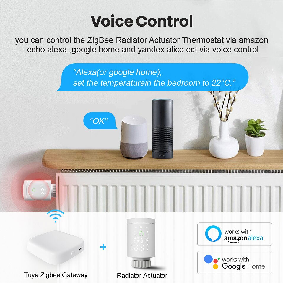 Vanne de Thermostat de radiateur intelligente AVATTO Zigbee, contrôleur d'actionneur de vanne de radiateur thermostatique Tuya pour Alexa, Google Home