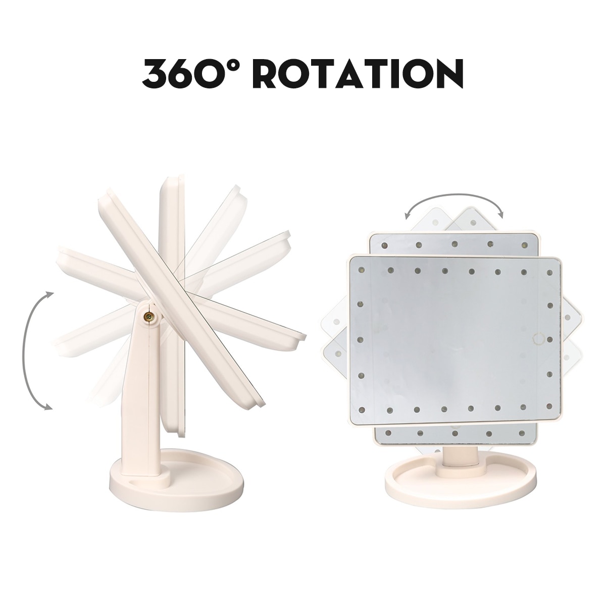360 Degrees Rotation Makeup Mirror 16/22 LED Adjustable Touch Screen Cosmetic Beauty Desktop Vanity Table Stand Mirrors