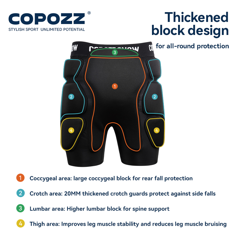 COPOZZ deportes extremos esquí patín Snowboard protección esquí Protector rodilleras patinaje protección cadera pantalones cortos acolchados pantalones S-XL