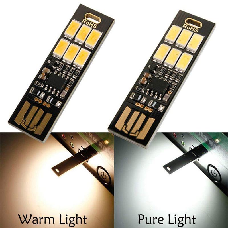 5 pcs USB Light Keychain Super Bright 6 LEDs Mini USB Light Lamp with Smart Touch Electrodeless Dimming Switch For Laptop Keyboa