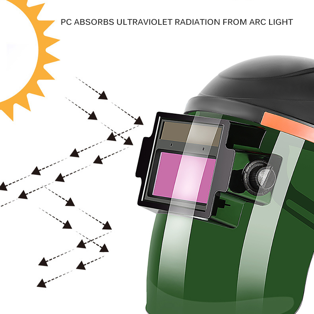 Solar automatisk svejsehjelm svejsemaske hovedmonterede briller lys filter svejsehætte beskyttelseshjelm flad flip halv
