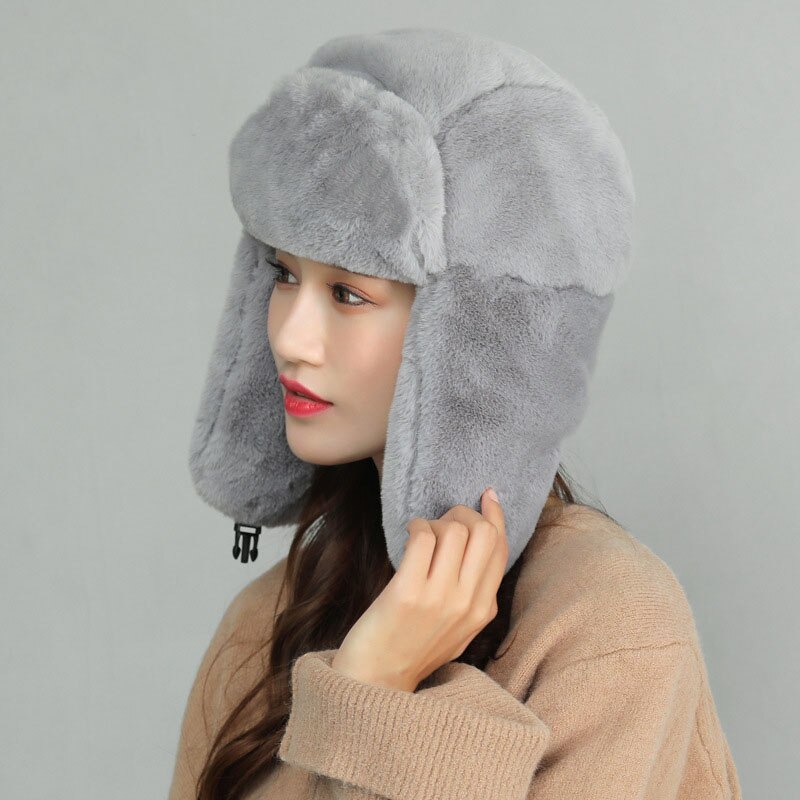 Winter Bomber Hats Women Ushanka Cap With Ear Flap... – Grandado
