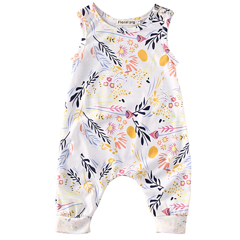 Romper do bebê sem mangas Criança Crianças Menino Menina Romper Floral Playsuit Roupas Outfit