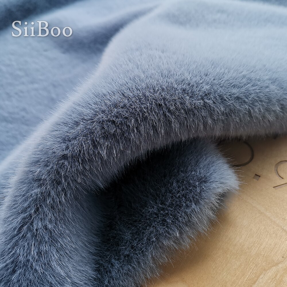 1.5 Cm Lange Stapel Pluche Faux Mink Fur Stof Voor Vrouwen Herfst Jas Kraag Fotografie Achtergrond Tissu Fausse SP6082: Indigo blue