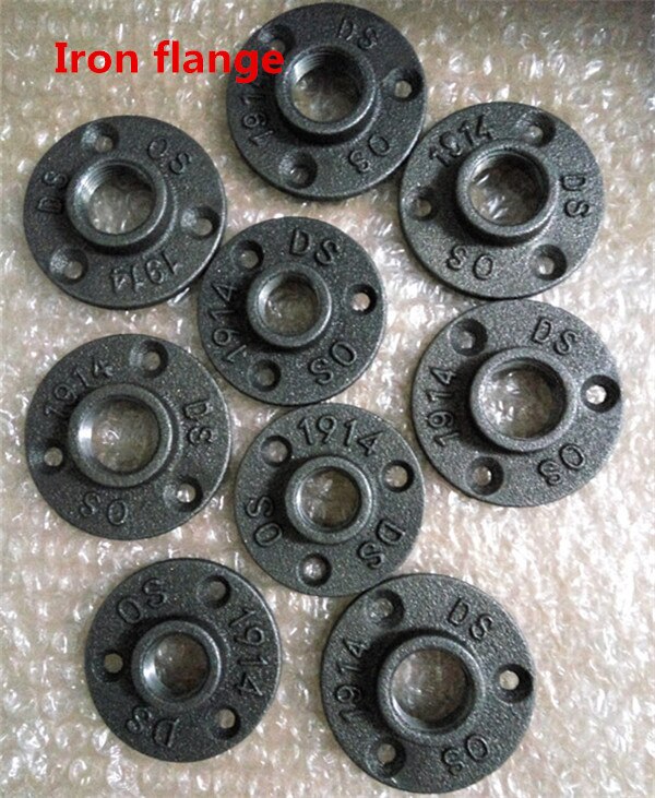 10Pcs 1/2&quot; 3/4&quot; Cast Iron Flanges Thread BSP Malleable Iron Industrial Pipe Fittings Exhaust Wall Mount Floor Flange Piece