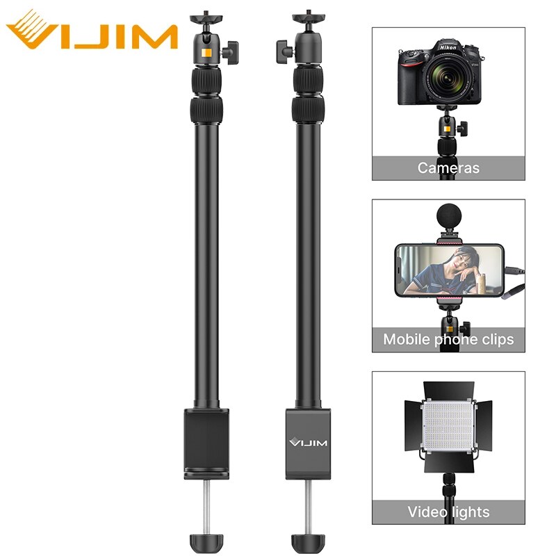 Vijim LS01 Fotografie Desktop Statief Light Stand Bureaulamp Stick Mount Verwijderbare Ballhead Met 1/4 &#39;&#39;Schroef Voor Led Video licht