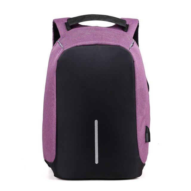 Mochila antirrobo para hombre y mujer, bolsa para ordenador portátil, de viaje, de gran capacidad, para negocios, con carga USB, para estudiantes universitarios: Morado