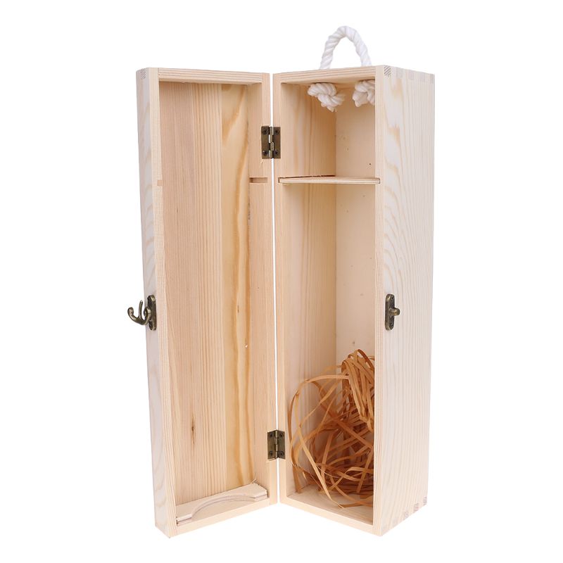 Retro Empty Single Bottle Red Wine Box Pine Wood Storage Case Container Carrier Grape Whiskey Packing Box