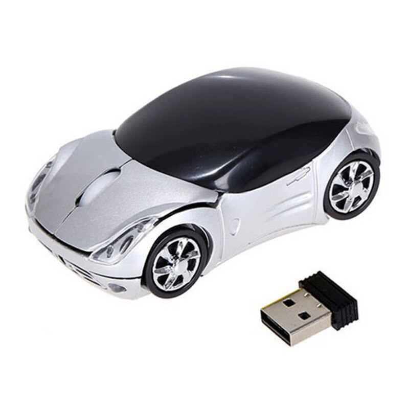 2.4GHz 1600DPI Wireless Optical Mouse USB Scroll Mice for Tablet Laptop Cartoon Car Mouse: Silver