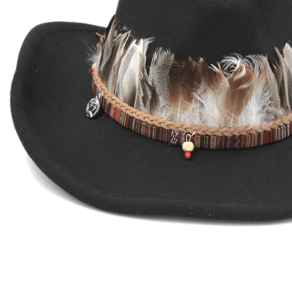 Miatdawn Unisex Wol Blend Western Cowboy Jazz Hoed Brede Rand Sombrero Godfather Cap Kerk Caps Cowgirl Veer Riem Verkocht