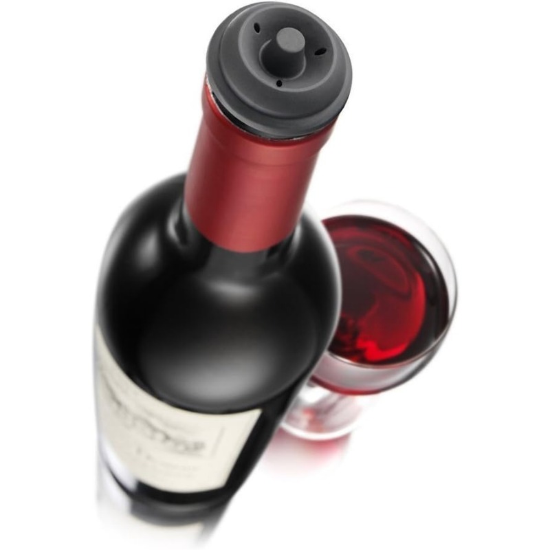 Conjunto de economia de vinho a vácuo, preservador de bomba com 4 rolhas de vinho a vácuo para vinho branco/cerveja, aço inoxidável, mantém o vinho fresco