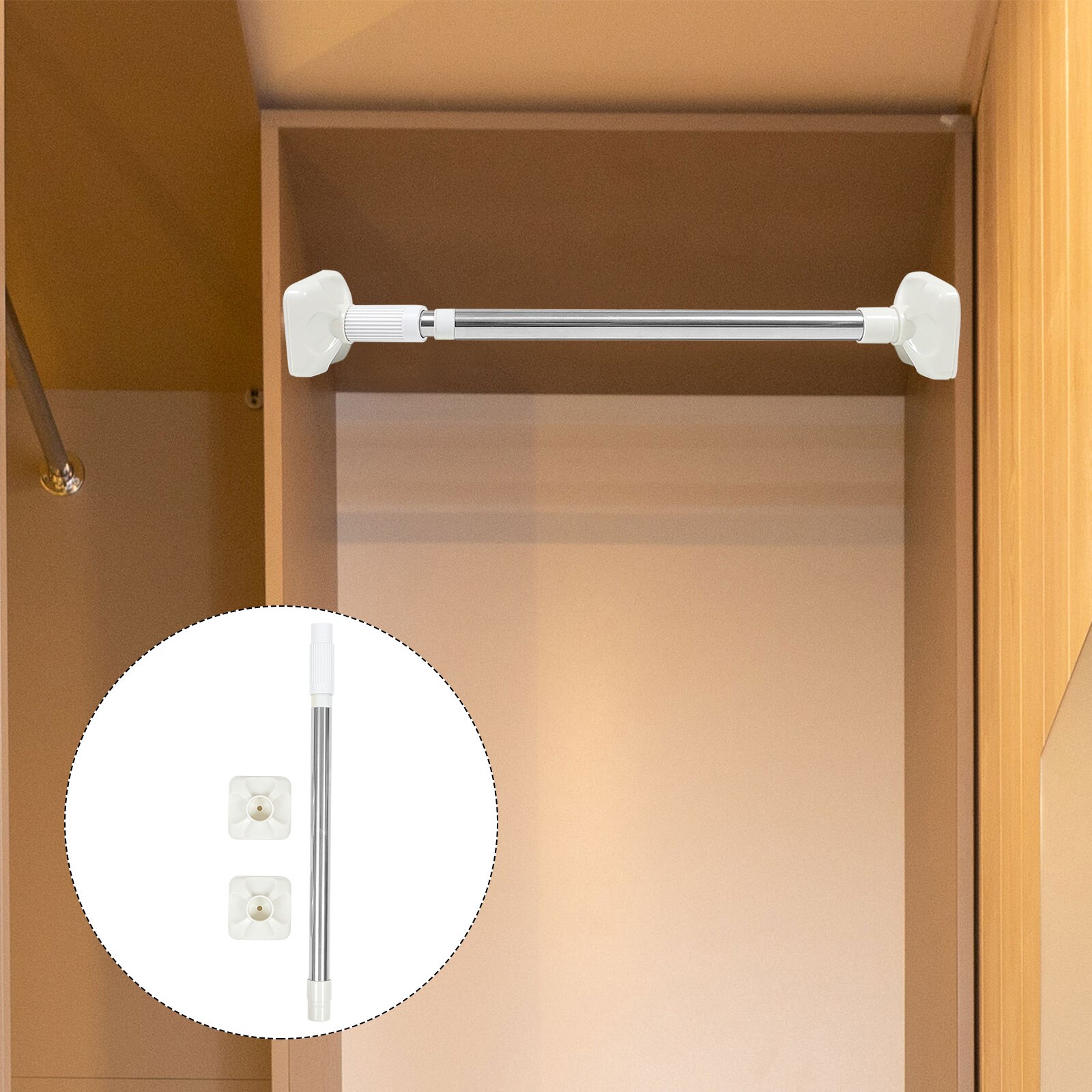 Extendable Stainless Steel Support Rod Telescopic Clothing Rod for Bathroom